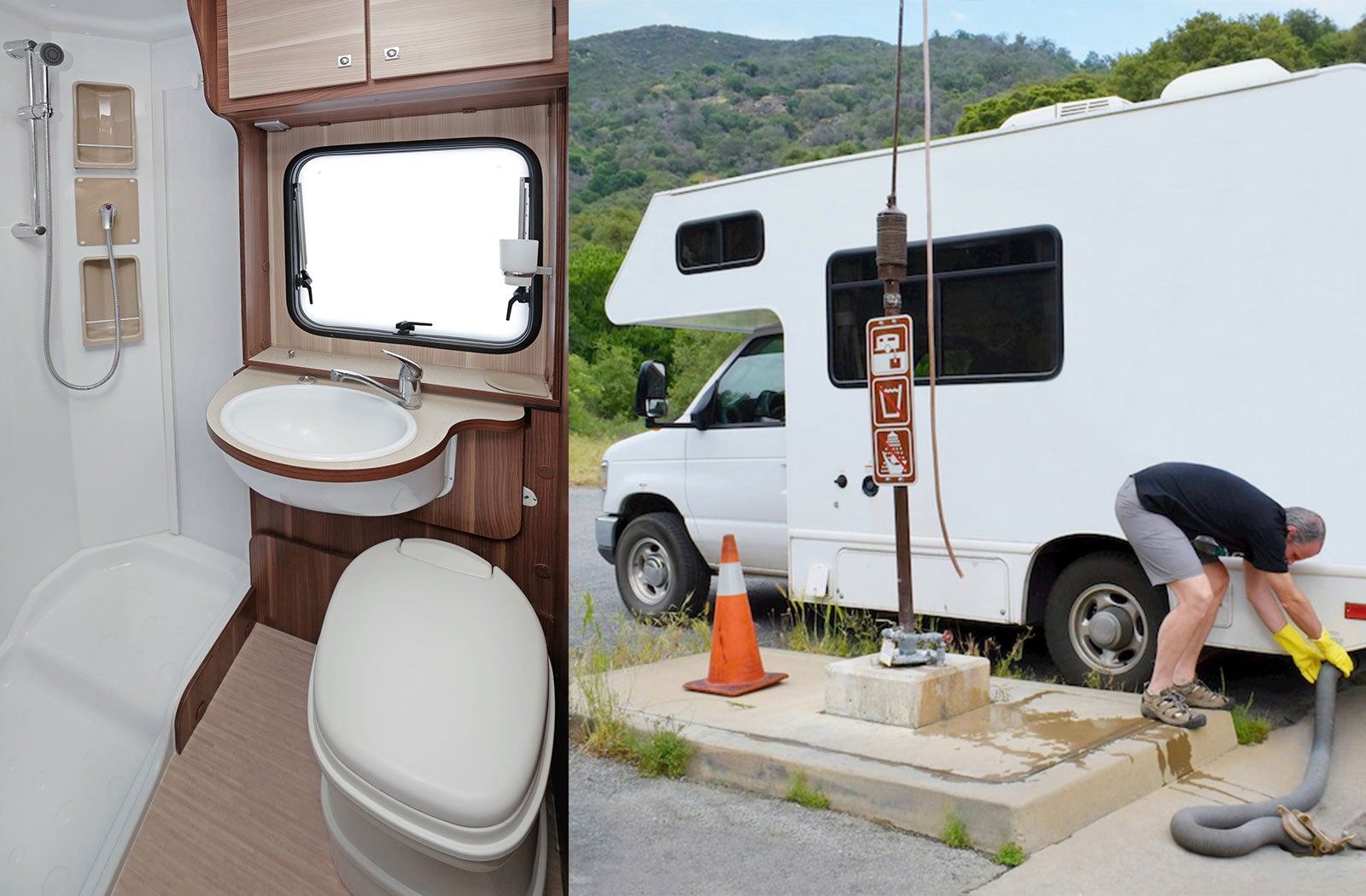 Portable RV/camper toilet and holding tank setup in Newton, Iowa